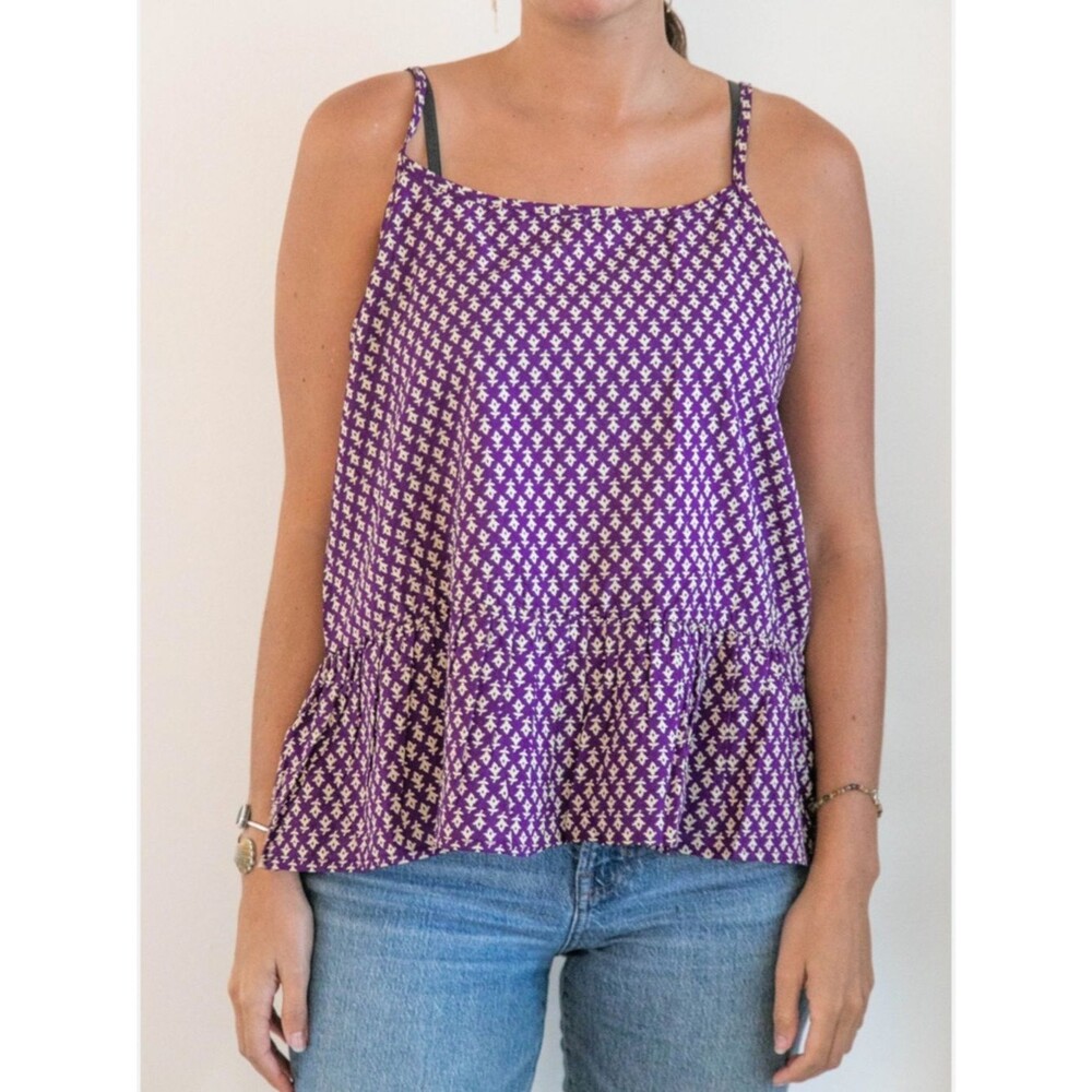 Natural Life womens lily purple Printed peplum bohemian tank Top medium NWOT
